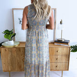 Sleeveless Smocked Waist Woven Maxi Dress