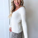 Plunging V Neck Sweater Top