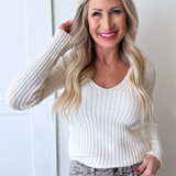 Plunging V Neck Sweater Top