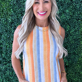 Sleeveless Shell Top w/ Button Back