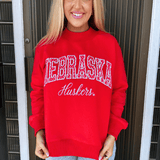 Huskers Polka Dot Cursive Mockneck