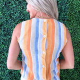 Sleeveless Shell Top w/ Button Back