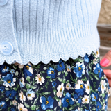 Ribbed Scallop Basic Cardigan