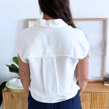 Cap Sleeve Button Down Blouse