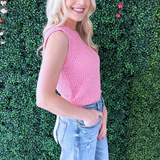 Relaxed Fit Crew Neck Sleeveless Top