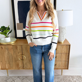 Collared Striped Sweater