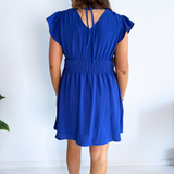 V Neck Flutter Sleeve Dress