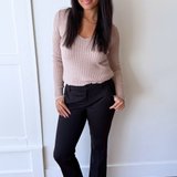 Plunging V Neck Sweater Top