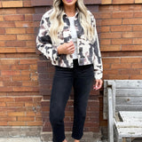 Collared Cow Print Jacket