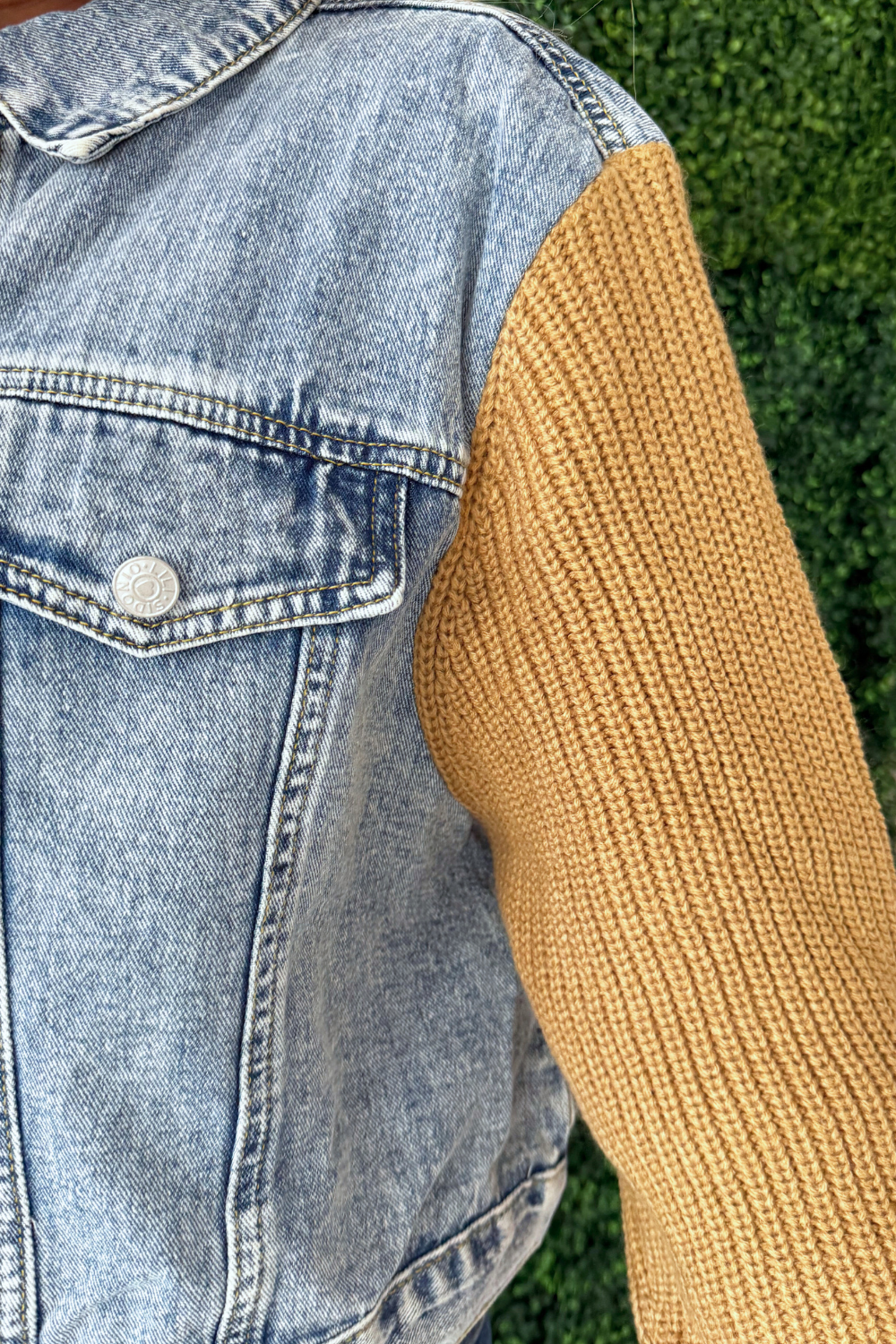 Sweater Sleeve Denim Jacket