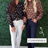 Textured Polka Dot Smock Neck Blouse