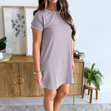 Short Sleeve Striped Shift Dress
