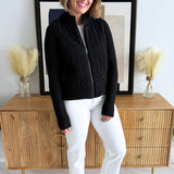 Long Sleeve Zip Front Quilted Sweater Jacket