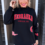 Nebraska All Over Scatter Oversized Funnel Neck
