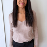 Plunging V Neck Sweater Top