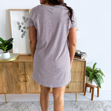Short Sleeve Striped Shift Dress