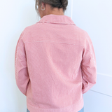 Striped Collared Front Zip Jacket