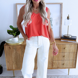 Sleeveless Shirred Detail Knit Top 25" hps