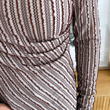 Long Sleeve Boatneck Asymmetrical Hem Knit Top w/ Pleat