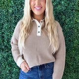 Colorblock Collared Sweater Top