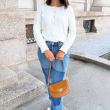 Long Sleeve Button Front Cardigan Sweater w/ Ruffles