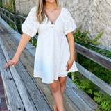 Sweetheart Neckline Eyelet Short dress