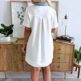 Denim Mix Short Sleeve Swing Dress