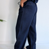 Wide Leg Denim Drawstring Pant