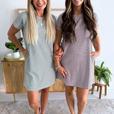 Short Sleeve Striped Shift Dress