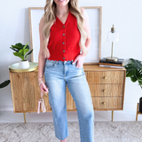 Pointelle Knit Button Up