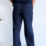Wide Leg Denim Drawstring Pant