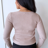 Plunging V Neck Sweater Top