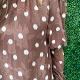 Textured Polka Dot Smock Neck Blouse