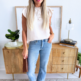 Ruffle Sleeve Button Top