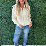 Open Knit Zip Cardigan