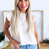 Ruffle Sleeve Button Top