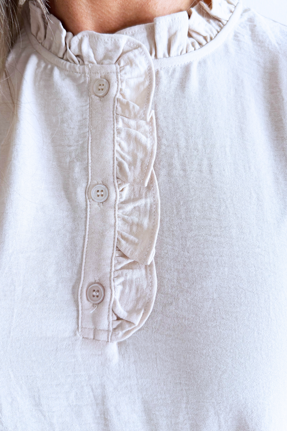 Ruffle Sleeve Button Top