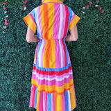 Short Sleeve Collared Half Button Dress