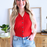 Pointelle Knit Button Up