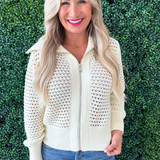Open Knit Zip Cardigan