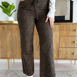 High Waist Leopard Print Denim