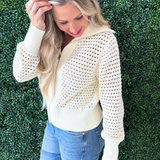 Open Knit Zip Cardigan