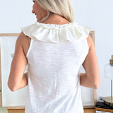 Ruffle Front Sleeveless Woven to Knit Top - The 308 Boutique