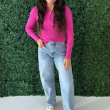 Quarter Zip Turtleneck Top