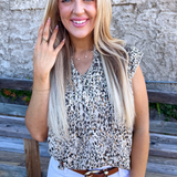 Cap Sleeve V Neck Blouse