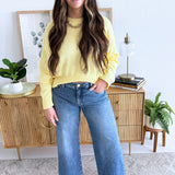 Round Neck Sweater Top with Pleated Sleeves