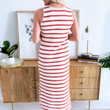 Sleeveless Crew Neck Striped Dress