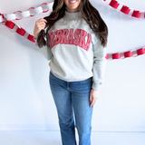 Red Gingham Nebraska Applique Grey Mockneck