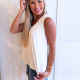 Sleeveless Shirred Detail Knit Top