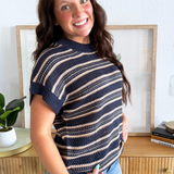 Short Sleeve Open Knit Sweater Top